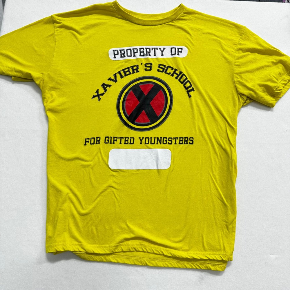 Marvel Men's XL T-Shirt Yellow X-Men Xavier School Movie Merch Graphic Tee